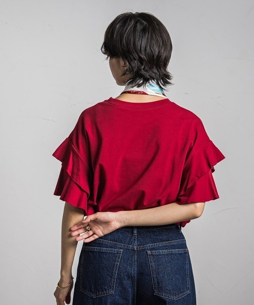 MAYSON GREY(メイソングレイ)の「レイヤースリーブプルオーバー≪手洗い可能≫(Tシャツ/カットソー・レディース・ブラック/ホワイト/ライトグレー/ボルドー・M)」の6枚目の写真