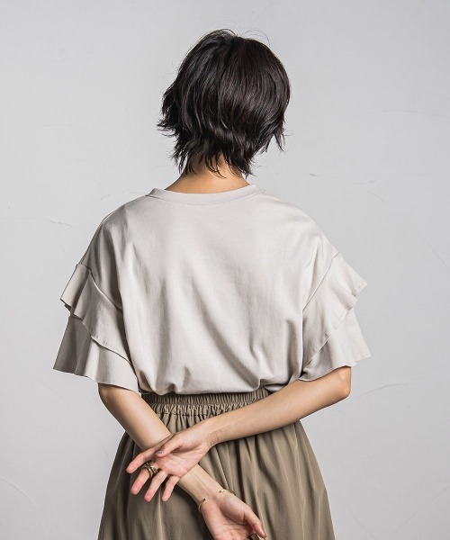 MAYSON GREY(メイソングレイ)の「レイヤースリーブプルオーバー≪手洗い可能≫(Tシャツ/カットソー・レディース・ブラック/ホワイト/ライトグレー/ボルドー・M)」の16枚目の写真