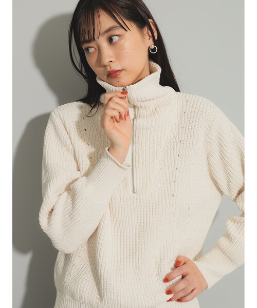 Ray BEAMS（レイビームス）の「モール アゼ ハーフジップ ニット