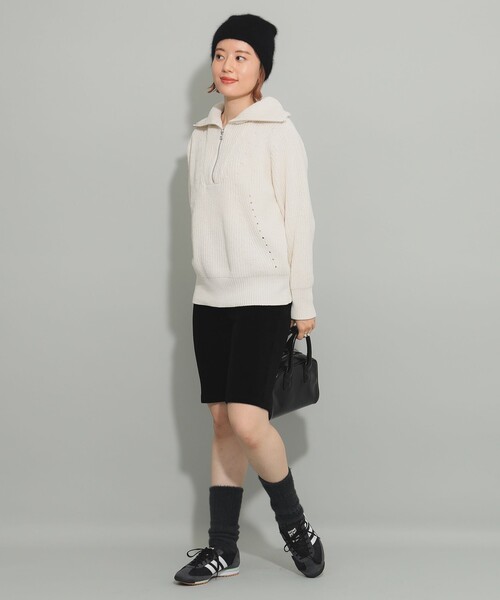 Ray BEAMS（レイビームス）の「モール アゼ ハーフジップ ニット（ニット/セーター・レディース・オフホワイト/ブラック/ミント・ONE SIZE）」の9枚目の写真