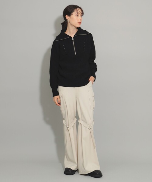 Ray BEAMS（レイビームス）の「モール アゼ ハーフジップ ニット（ニット/セーター・レディース・オフホワイト/ブラック/ミント・ONE SIZE）」の15枚目の写真