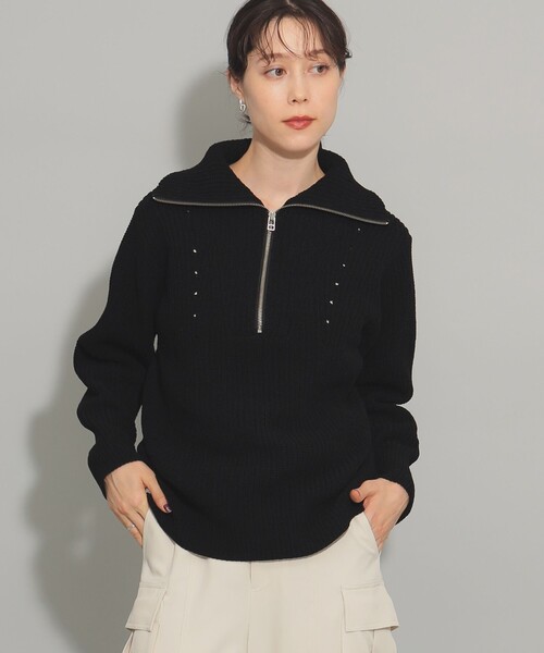 Ray BEAMS（レイビームス）の「モール アゼ ハーフジップ ニット（ニット/セーター・レディース・オフホワイト/ブラック/ミント・ONE SIZE）」の17枚目の写真