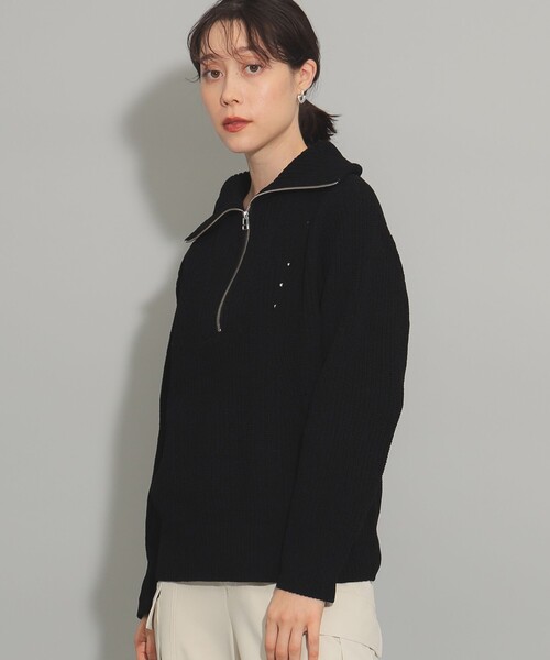 Ray BEAMS（レイビームス）の「モール アゼ ハーフジップ ニット（ニット/セーター・レディース・オフホワイト/ブラック/ミント・ONE SIZE）」の18枚目の写真