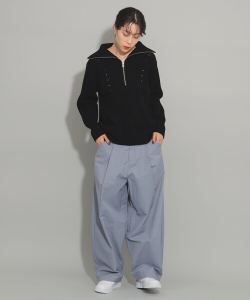 Ray BEAMS（レイビームス）の「モール アゼ ハーフジップ ニット（ニット/セーター・レディース・オフホワイト/ブラック/ミント・ONE SIZE）」の19枚目の写真