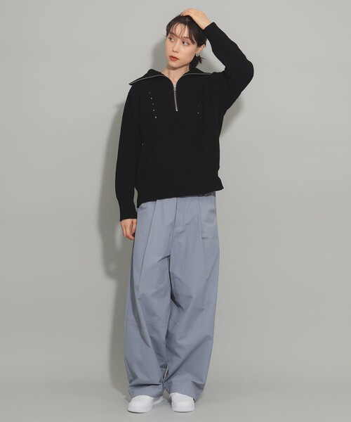 Ray BEAMS（レイビームス）の「モール アゼ ハーフジップ ニット（ニット/セーター・レディース・オフホワイト/ブラック/ミント・ONE SIZE）」の20枚目の写真