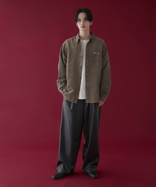 LUCY（ルーシー）の「LUCY/フェイクスウェードワンポイントBIGロングスリーブシャツ（シャツ/ブラウス・メンズ・ブラウン/チャコール/ライトベージュ・MEDIUM/LARGE）」の13枚目の写真