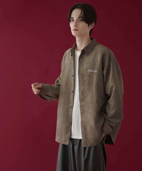 LUCY（ルーシー）の「LUCY/フェイクスウェードワンポイントBIGロングスリーブシャツ（シャツ/ブラウス・メンズ・ブラウン/チャコール/ライトベージュ・MEDIUM/LARGE）」の19枚目の写真