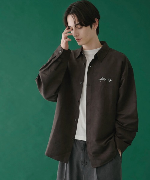 LUCY（ルーシー）の「LUCY/フェイクスウェードワンポイントBIGロングスリーブシャツ（シャツ/ブラウス・メンズ・ブラウン/チャコール/ライトベージュ・MEDIUM/LARGE）」の16枚目の写真