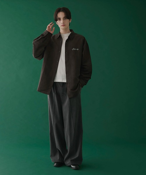 LUCY（ルーシー）の「LUCY/フェイクスウェードワンポイントBIGロングスリーブシャツ（シャツ/ブラウス・メンズ・ブラウン/チャコール/ライトベージュ・MEDIUM/LARGE）」の12枚目の写真