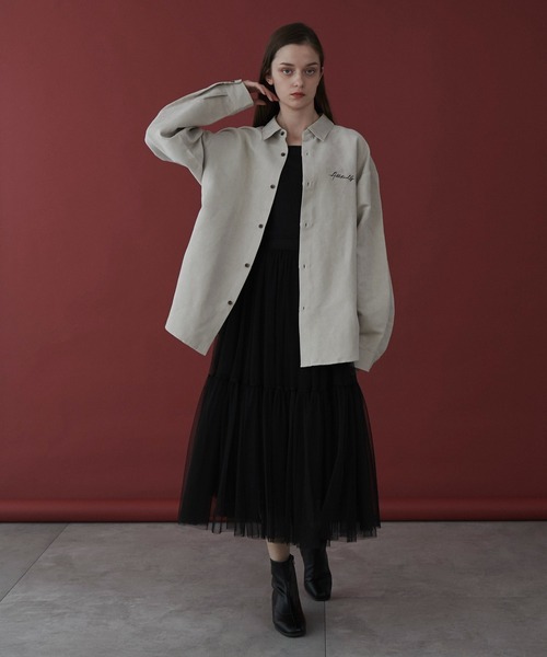 LUCY（ルーシー）の「LUCY/フェイクスウェードワンポイントBIGロングスリーブシャツ（シャツ/ブラウス・メンズ・ブラウン/チャコール/ライトベージュ・MEDIUM/LARGE）」の6枚目の写真