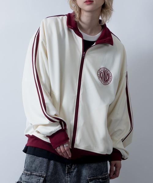 エドハーディー★刺繍 フランス国旗 ドクロ 切替 トラックジャケット L相当 セール】embroidery side line track jacket/胸刺繍 サイド