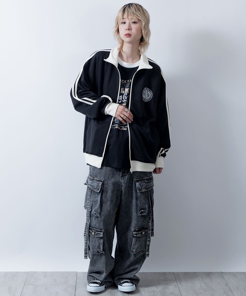 embroidery side line track jacket/胸刺繍 サイドライン