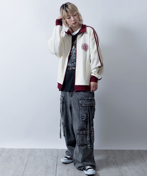 embroidery side line track jacket/胸刺繍 サイドライン