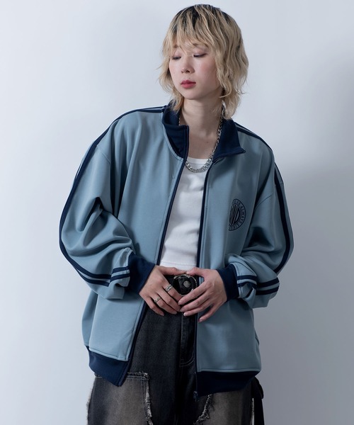 embroidery side line track jacket/胸刺繍 サイドライン