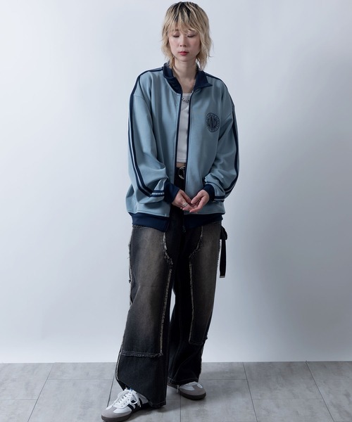 embroidery side line track jacket/胸刺繍 サイドライン