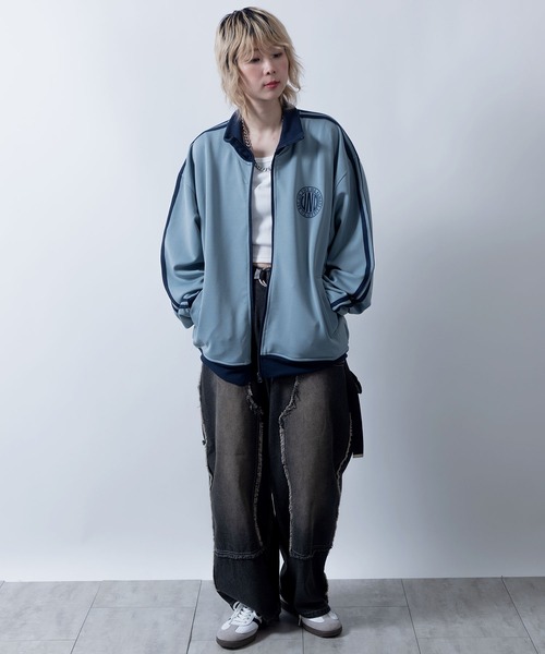 セール】embroidery side line track jacket/胸刺繍 サイドライン
