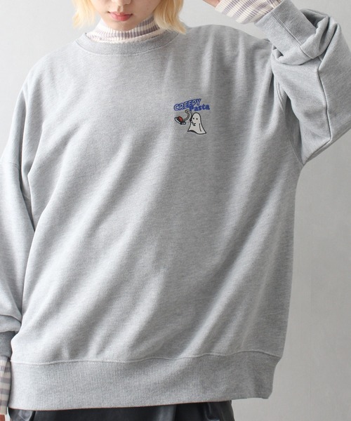 SpRay（スプレイ）の「スパゲティおばけスウェット（スウェット・レディース・グレー/ブルー/アイボリー/ピンク/オートミール/スミクロ・FREE）」の11枚目の写真