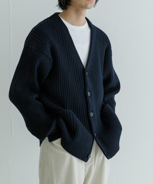 URBAN RESEARCH(アーバンリサーチ)の「new basic COTTON CASHMERE WIDE RIB CARDIGAN(カーディガン/ボレロ・メンズ・チャコールグレー/ブラック/ネイビー・MEDIUM/LARGE)」の7枚目の写真