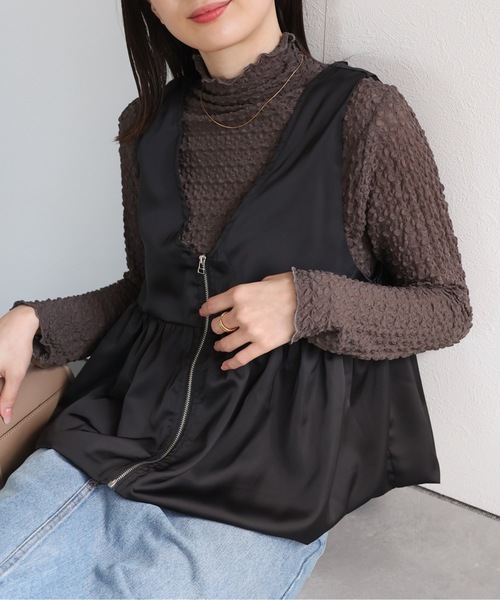 sakishimatokyo（サキシマトーキョー）の「サテン ペプラムVネックベスト（ベスト・レディース・ブラック/アイボリー・FREE）」の8枚目の写真