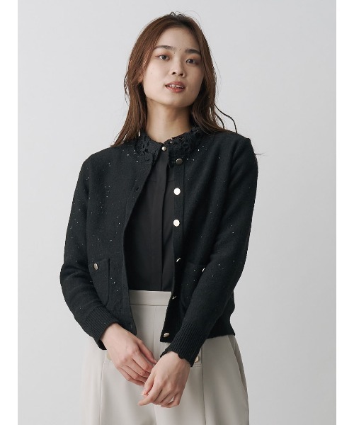 【セール】スパンコールクルーニットカーデ（ニット/セーター）｜TONAL（トーナル）