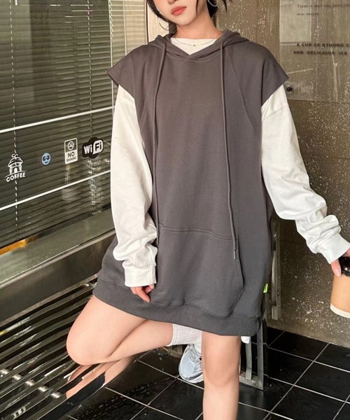 【セール】＜ユニセックス＞カットオフ スウェットパーカー/ノースリパーカー/ベスト（ベスト）｜CREARE -LINO-（クレアーレリノ）