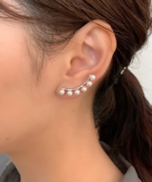 6連パールピアス イヤーカフ風 (片耳用)