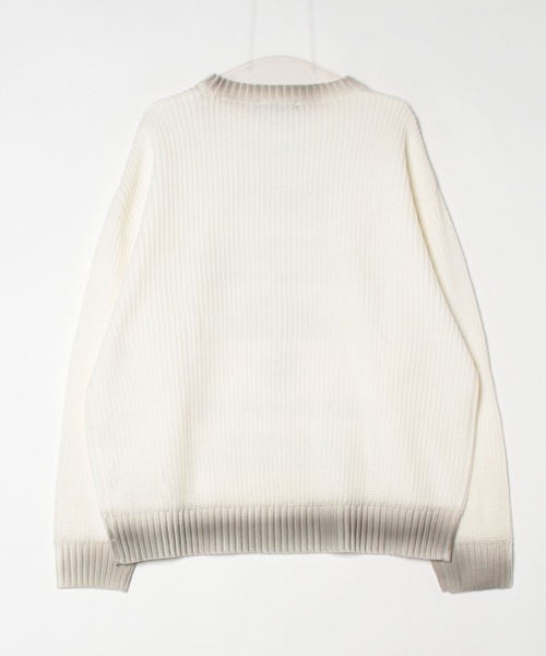 ロゴプリント畦編みニット