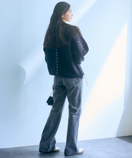 slattgir(スラットジール)の「高身長 ハンドステッチニットプルオーバー(トールサイズ)Essenave(ニット/セーター・レディース・ブラック/グレー・L/M/LL/3L)」の13枚目の写真