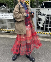 フリルティアードキャミワンピ