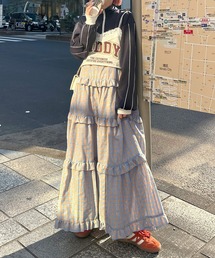 フリルティアードキャミワンピ