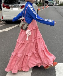 フリルティアードキャミワンピ