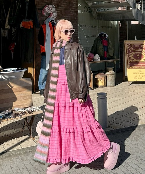 ピンク フリルキャミワンピース PINK HOUSE ピンク フリル付きキャミワンピース PINK HOUSE / 配色