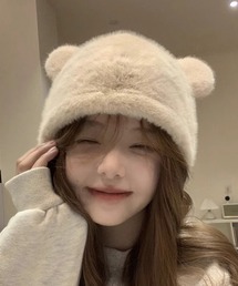 STYLEBLOCK（スタイルブロック）の「フェイクファーくま耳ハット（ニットキャップ/ビーニー）」