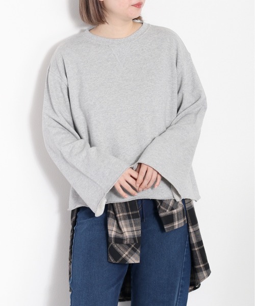 cepo(セポ)の「〈セットアップ対応〉16/10 裏毛ソデフレアプルオーバー(スウェット・レディース・チャコール/グレー/ピンク・M)」の1枚目の写真