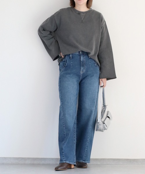 cepo(セポ)の「〈セットアップ対応〉16/10 裏毛ソデフレアプルオーバー(スウェット・レディース・チャコール/グレー/ピンク・M)」の7枚目の写真