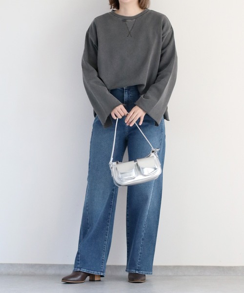 cepo(セポ)の「〈セットアップ対応〉16/10 裏毛ソデフレアプルオーバー(スウェット・レディース・チャコール/グレー/ピンク・M)」の4枚目の写真