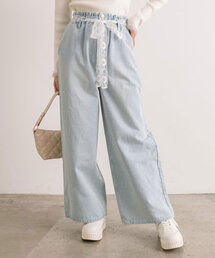 OLIVE des OLIVE | 【S/Mサイズ展開】ベルト付きウエストフリルデニムパンツ(デニムパンツ)