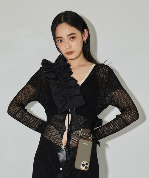 HOUGA（ホウガ）の「【HOUGA/ホウガ】frill strap/マルチフリルストラップ/スマホショルダー（スマホグッズ・レディース・ブラック・FREE）」の8枚目の写真