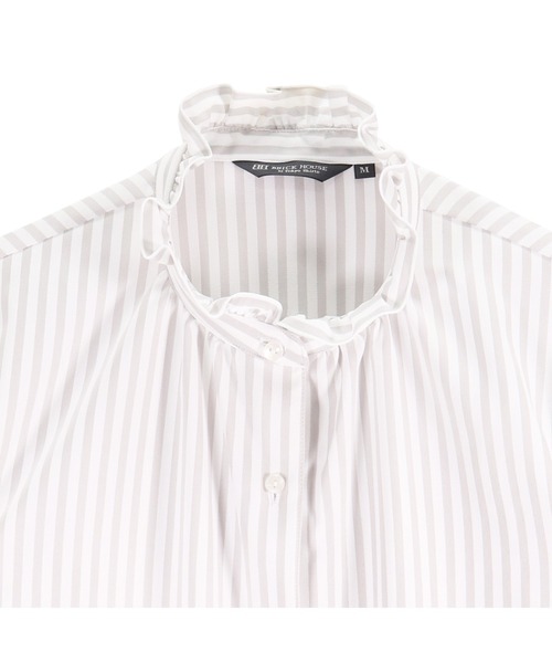 TOKYO SHIRTS（トウキョウシャツ）の「【吸水速乾】【COFREX】キャンディースリーブ レディース長袖デザインシャツ（シャツ/ブラウス・レディース・グレー・S/M/L/LL/XL）」の3枚目の写真