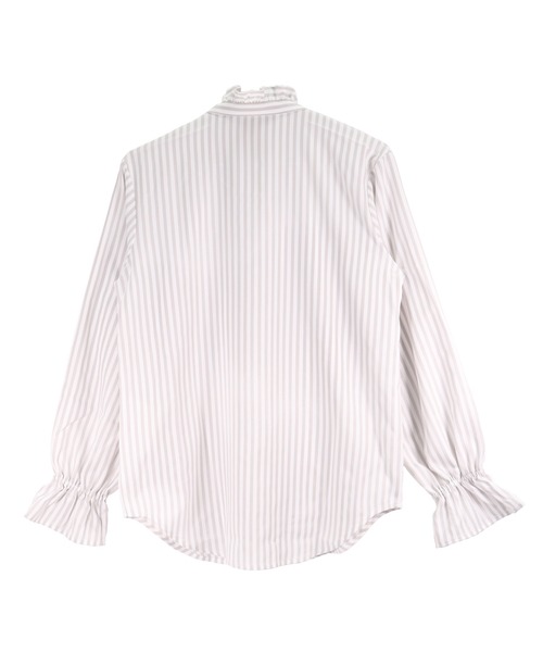 TOKYO SHIRTS（トウキョウシャツ）の「【吸水速乾】【COFREX】キャンディースリーブ レディース長袖デザインシャツ（シャツ/ブラウス・レディース・グレー・S/M/L/LL/XL）」の2枚目の写真