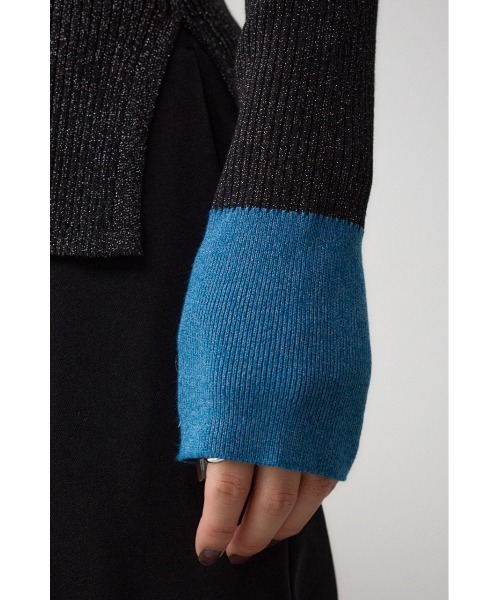 AZUL by moussy(アズールバイマウジー)の「グリッターリブ長袖ニットトップス(ニット/セーター・レディース・ブラック/グレー・SMALL/MEDIUM)」の11枚目の写真