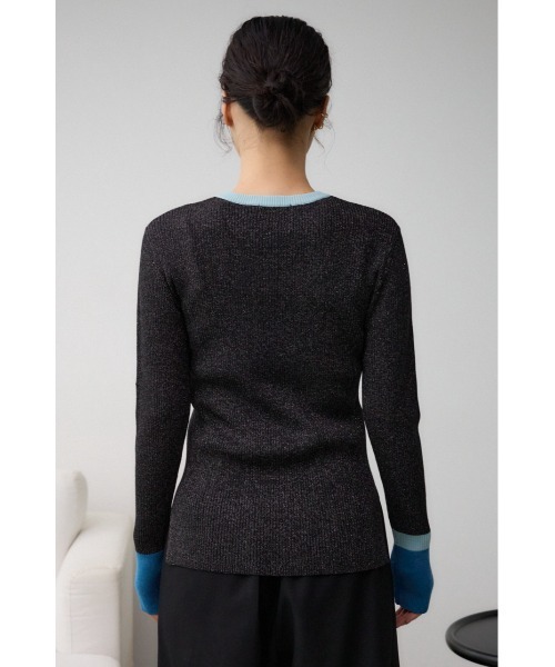 AZUL by moussy(アズールバイマウジー)の「グリッターリブ長袖ニットトップス(ニット/セーター・レディース・ブラック/グレー・SMALL/MEDIUM)」の8枚目の写真