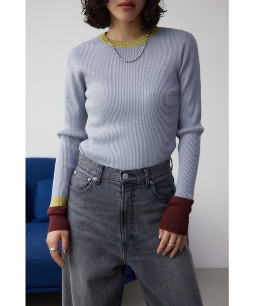 AZUL by moussy(アズールバイマウジー)の「グリッターリブ長袖ニットトップス(ニット/セーター・レディース・ブラック/グレー・SMALL/MEDIUM)」の15枚目の写真