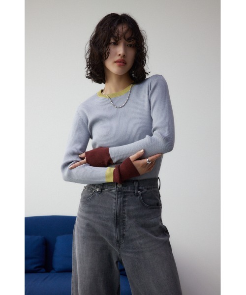 AZUL by moussy(アズールバイマウジー)の「グリッターリブ長袖ニットトップス(ニット/セーター・レディース・ブラック/グレー・SMALL/MEDIUM)」の16枚目の写真
