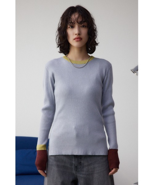 AZUL by moussy(アズールバイマウジー)の「グリッターリブ長袖ニットトップス(ニット/セーター・レディース・ブラック/グレー・SMALL/MEDIUM)」の18枚目の写真