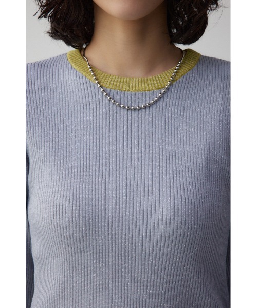 AZUL by moussy(アズールバイマウジー)の「グリッターリブ長袖ニットトップス(ニット/セーター・レディース・ブラック/グレー・SMALL/MEDIUM)」の21枚目の写真