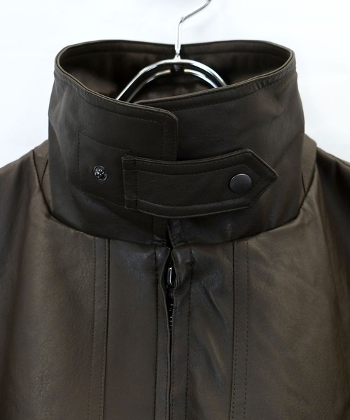 おしゃれスタ（オシャレスタ）の「Vintage-like synthetic leather A-2 jacket/ヴィンテージライク 合成皮革 A-2 ジャケット オーバーサイズ メンズ レディース（ブルゾン・メンズ・ブラウン/ブラック・M/L/XL）」の4枚目の写真