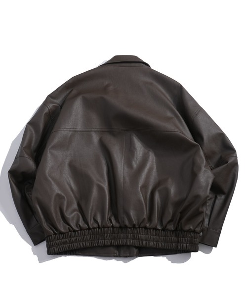 おしゃれスタ（オシャレスタ）の「Vintage-like synthetic leather A-2 jacket/ヴィンテージライク 合成皮革 A-2 ジャケット オーバーサイズ メンズ レディース（ブルゾン・メンズ・ブラウン/ブラック・M/L/XL）」の12枚目の写真