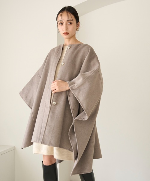 ファー付きミドルケープコート（その他アウター）｜SNIDEL