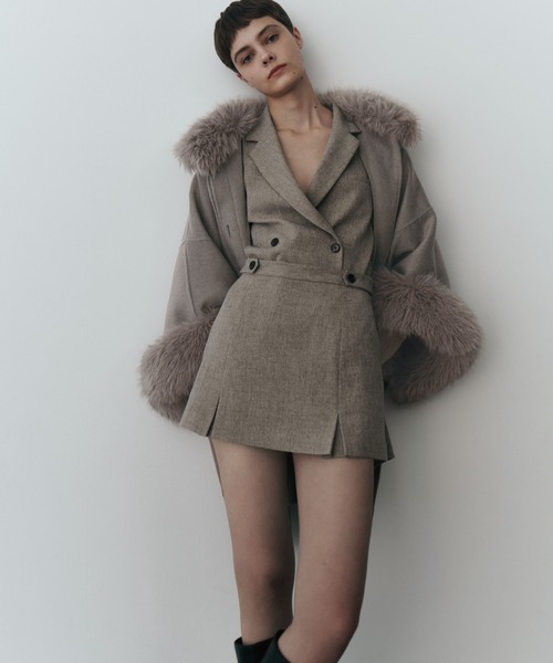 ファー付きミドルケープコート（その他アウター）｜SNIDEL